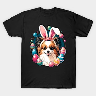 Papillon's Delightful Easter Celebration with Bunny Ears T-Shirt